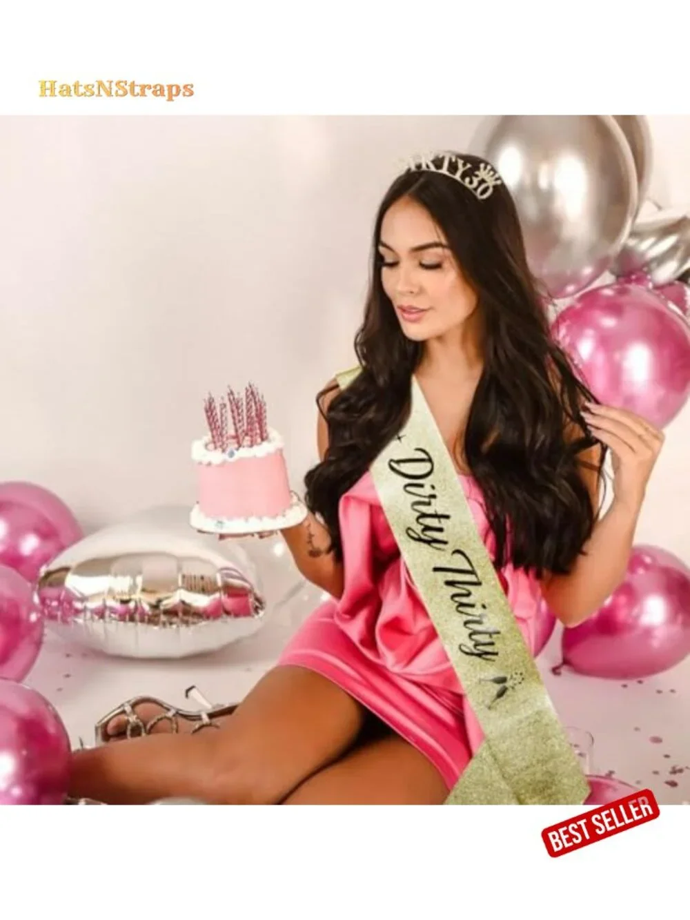 30th Birthday Tiara Crown Headband with Sash Rhinestone Alloy for Women